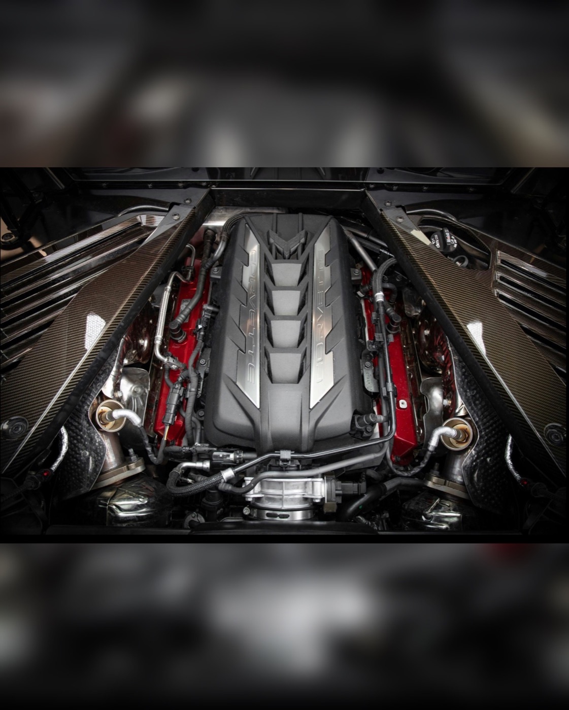 Corvette C8 engine bay with custom Stage 2 work