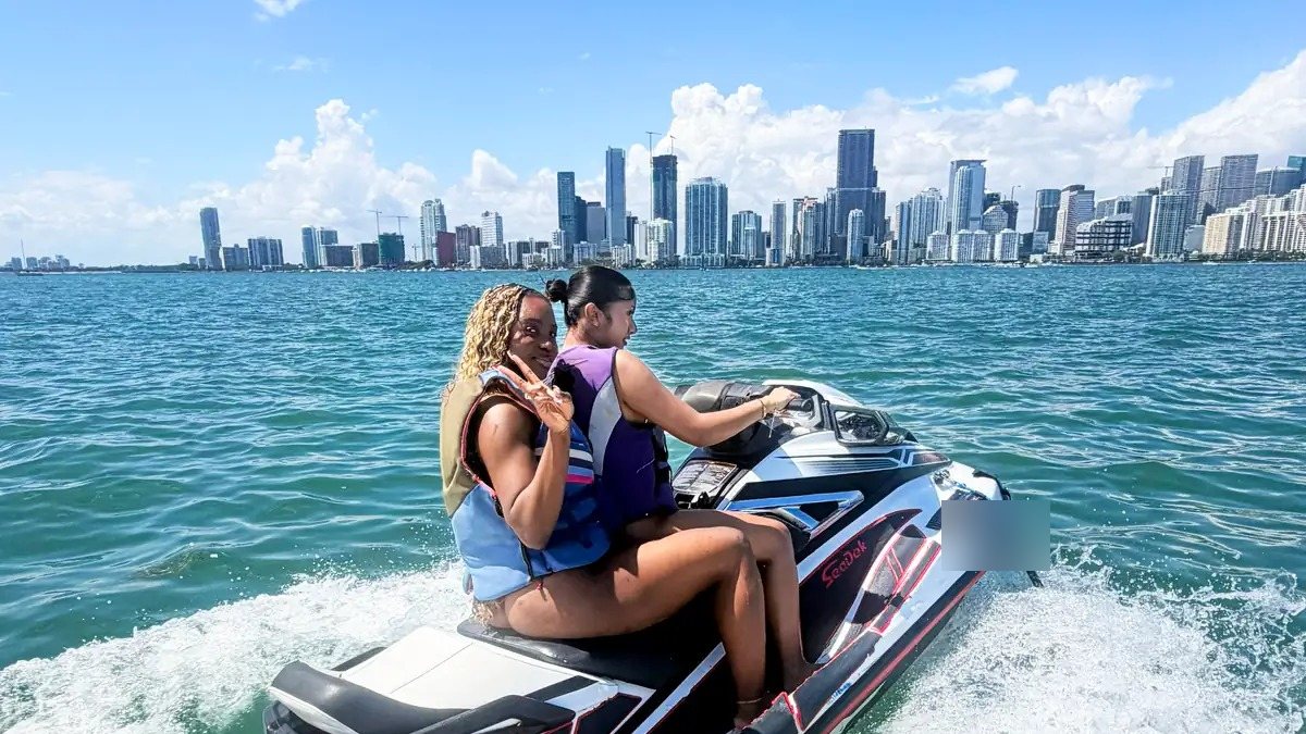 Jet ski ride on Biscayne Bay with the Miami skyline